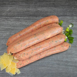 Beef Cheese and Chive Sausages